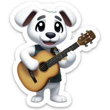KK slider from animal crossing holding guitar sticker