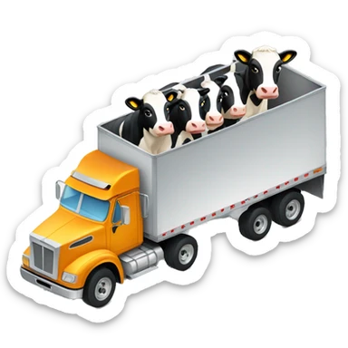 truck pulling trailer with cows sticker