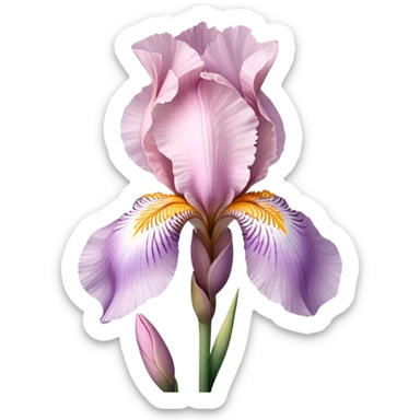 single Soft Pink Iris, straight stem sticker