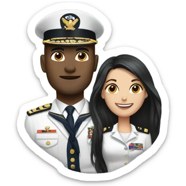 Navy officer and brunette wife  sticker