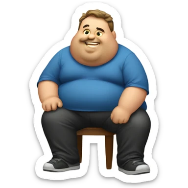 A fat guy eating  sticker