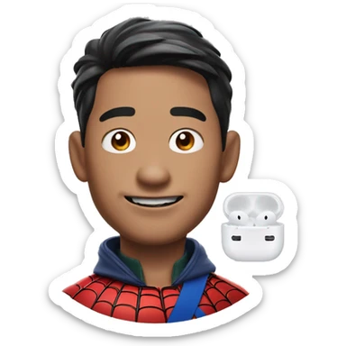 Asian spider-man using AirPods Max sticker