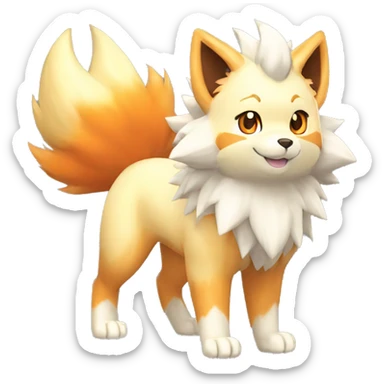 Colorful Shiny Kawaii Cute Arcanine—Vulpix-Ninetails-Flareon-Fakémon-Pokémon full body sticker