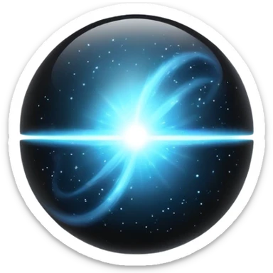 magical onyx orb floating with a silver-blue aura, cosmic particles around it sticker