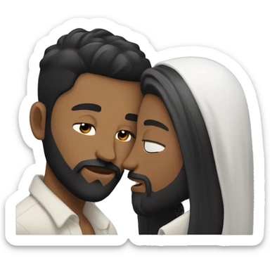 Gay couple kissing one is tan black hair and beard and the other is white black Hair and beard sticker