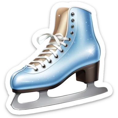 An icon showing elegant figure skates and a sparkling dress in close-up on an ice rink. The background features a graceful arena with soft lights reflecting on the smooth ice. Transparent background highlights the beauty, style, and artistry of figure skating. sticker