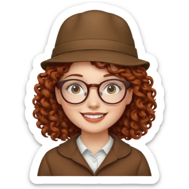 hatted girl with glasses and curly hair sticker