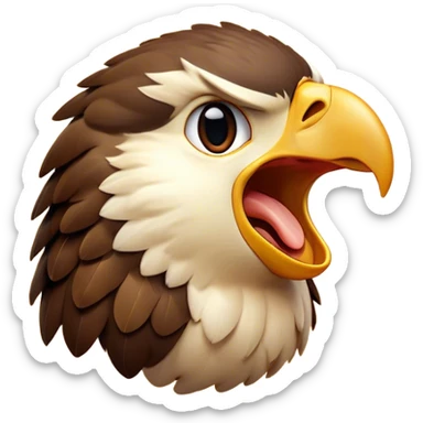 Cinematic Cute Yawning Hawk Portrait Emoji, Head tilted slightly with a dramatic, wide-open yawn, showcasing a robust, agile form with a softly drooping beak and sleepy, half-closed eyes, Simplified yet irresistibly adorable features, highly detailed, glowing with a soft, cozy glow, high shine, relaxed yet expressive, stylized with a dash of whimsical aerial charm, soft glowing outline, capturing the essence of a drowsy yet affectionate hawk that appears ready to stretch out for a nap! sticker