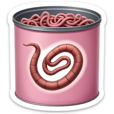 earthworms curled up inside a can of worms sticker