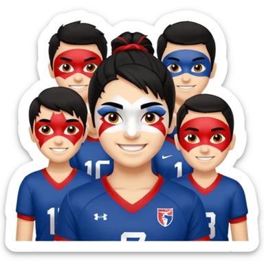 A black hair teen supporter with bold full-face paint, smiling with fierce team spirit. blonde hair sticker