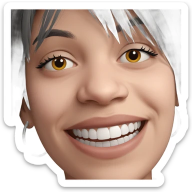 smiling girl with grey hair sticker