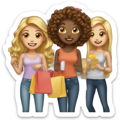 5 girls en shopping sticker