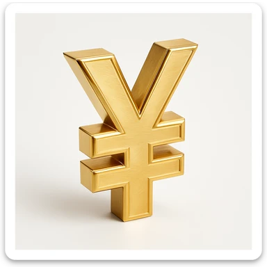 Remove the word 'YUAN' from the gold 3D yuan sign, keep the symbol and 3D gold style intact. sticker
