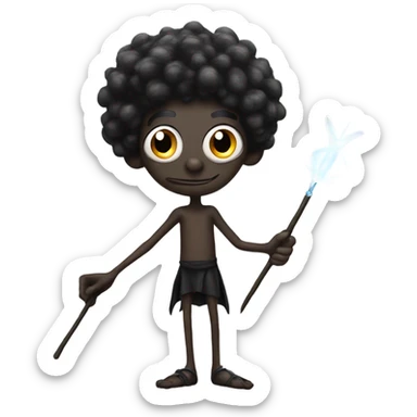 Skinny Black fairy man with long nose, long legs and a wand sticker