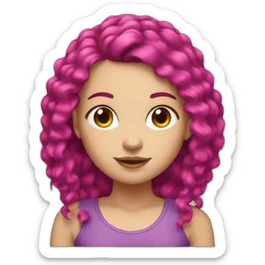 White girl with a magenta hair sticker