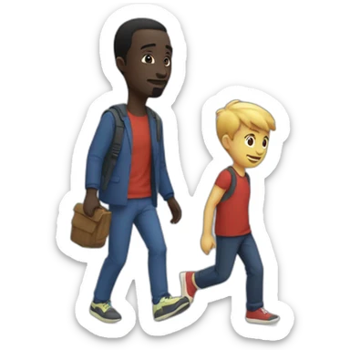 Mamadou qui marche avec Julien  sticker
