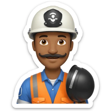 Mustached astronaut  black man holding helmet sticker