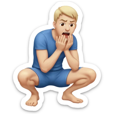 man on hands and knees yelling in agony  sticker