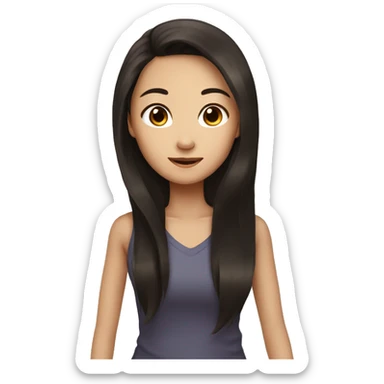 dark brown long haired asian girl pretty sticker