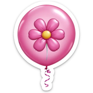 pink flower, pink balloon, pink candy sticker