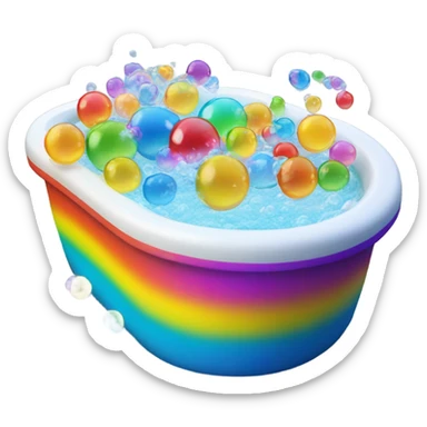 Rainbow jacuzzi overflowing with many bubbles  sticker