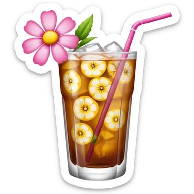 iced aesthetic drink with flower decor sticker