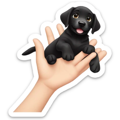 sweet black labrador puppy makes high five sticker