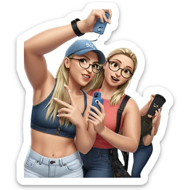 girls in denim selfies sticker