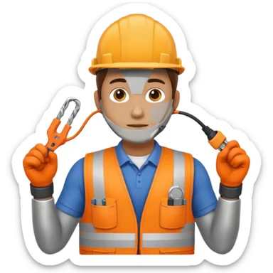 Electrician + cable coil + orange vest sticker