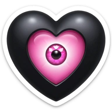 A black heart Gem with a pink eye in the center sticker