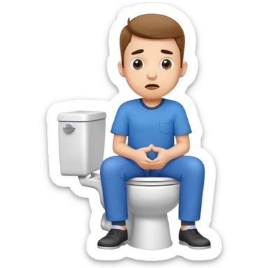 cartoon character sitting on toilet with surprised expression sticker