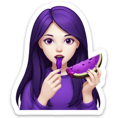 girl with long hair and alternative with eating disorder purple food sticker
