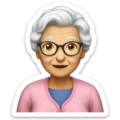 an old women aged of 90 in a school class sticker