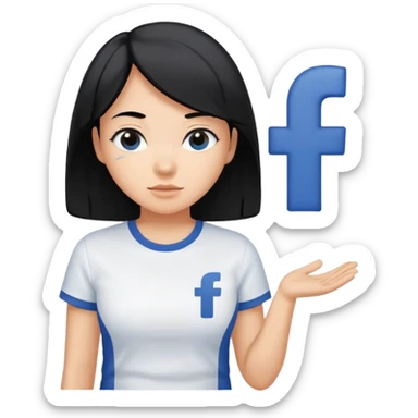 Uma mulher dos cabelos pretos e com uma camisa escrito fb de farías brito sticker