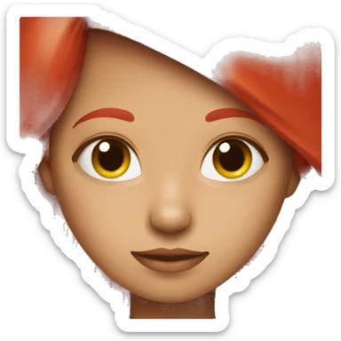 Red girl with red cat sticker