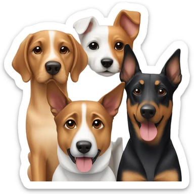 three dogs including a German Shepherd, a Pinscher and a Parson Russell Terrier sticker