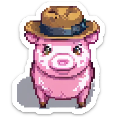 pig wearing a fedora sticker