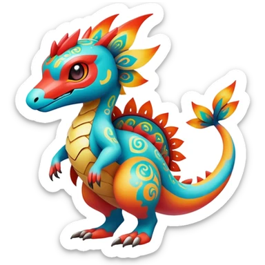 exotic fantasy-creature-Fakémon-Pokémon, full body, with random markings sticker