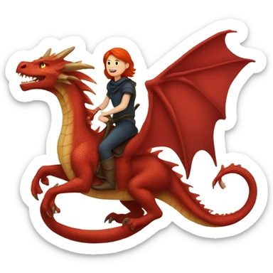 red head on a dragon  sticker