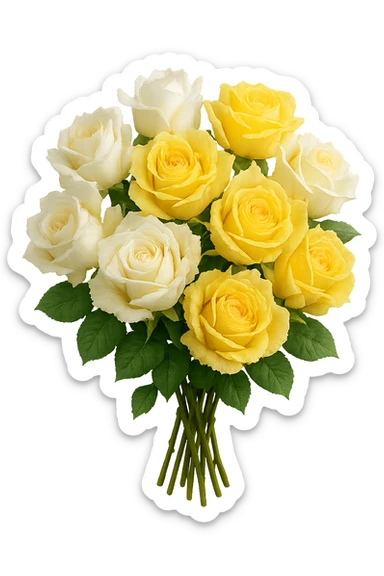bouquet of white and yellow roses , remove background sticker