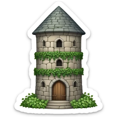 A medieval round tower covered in ivy vines. sticker