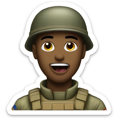 soldier shows his tongue sticker