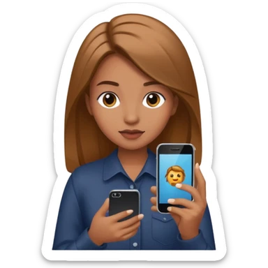 A girl with a phone and the girl is a baddie iPhone 15 in her hand and nails slick hair  sticker