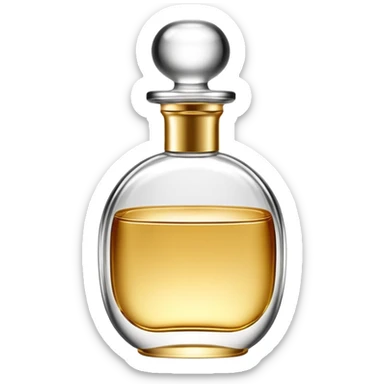 clear perfume bottle with transparent gold liquid sticker