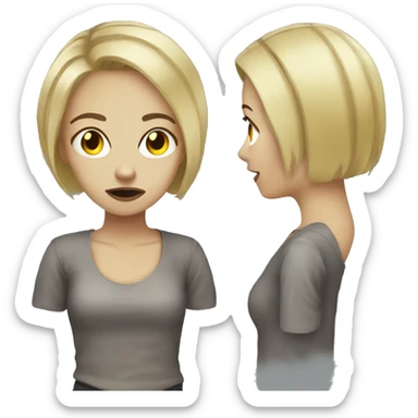 zombie girl blonde with short hair sticker