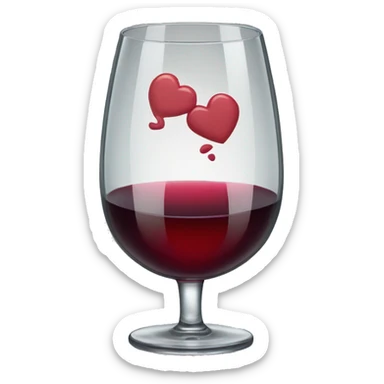 Glass of wine with a kiss mark sticker