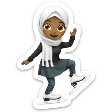 A hijabi girl ice skating  sticker