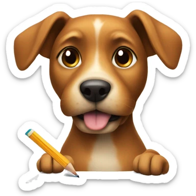 dog writing with a pencil sticker
