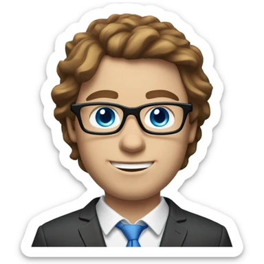 white guy with brown hair, blue eyes and glasses playing xbox sticker