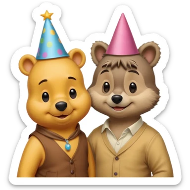 Winnie the Pooh on a date with raccoon  sticker